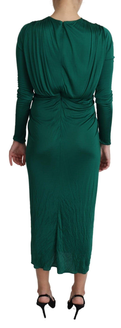 Dolce & Gabbana Emerald Elegance Bodycon Midi Dress - PER.FASHION