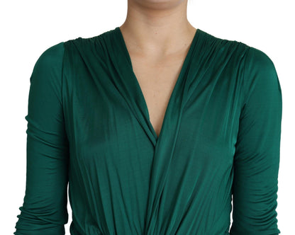 Dolce & Gabbana Emerald Elegance Bodycon Midi Dress - PER.FASHION