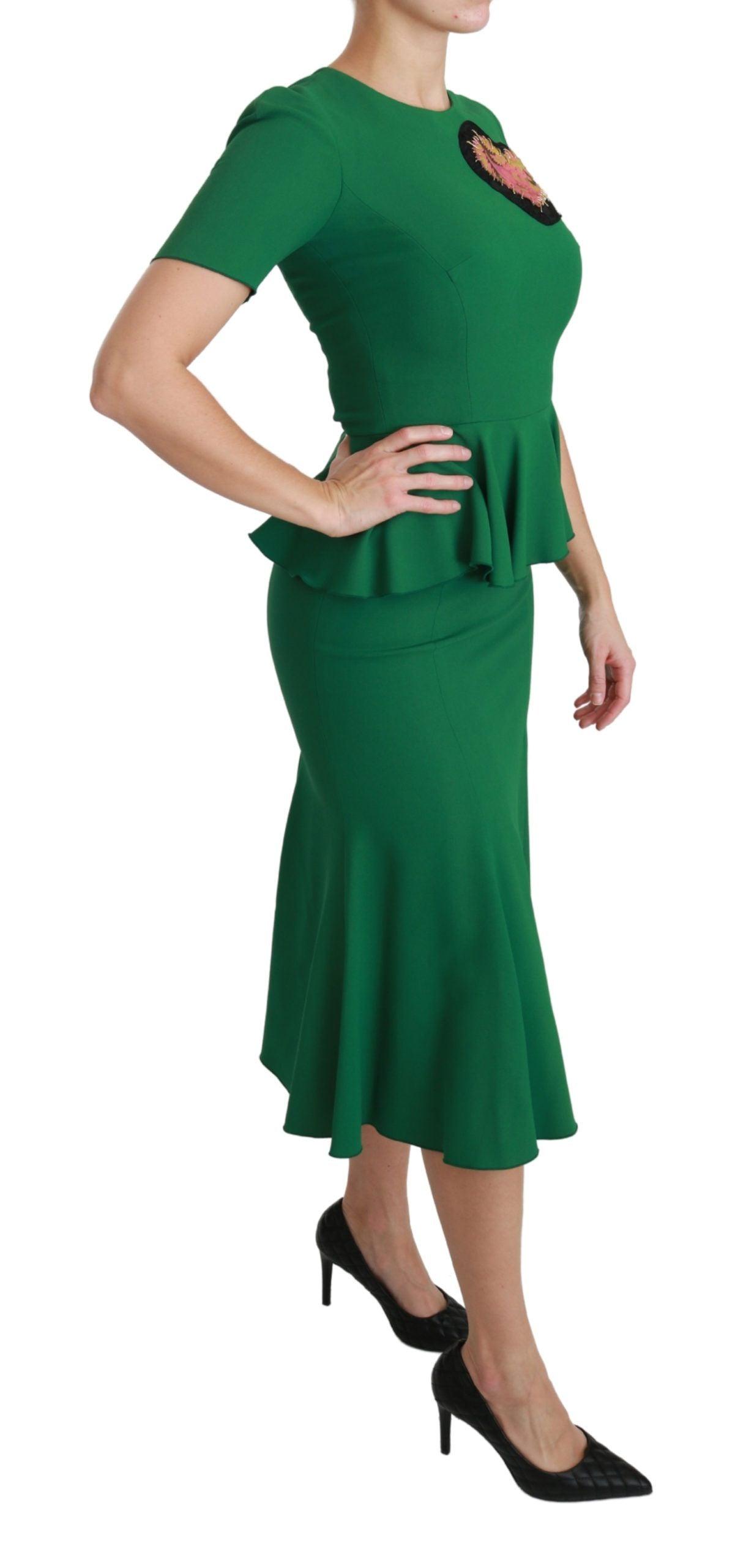 Dolce & Gabbana Enchanted Green Mermaid Midi Dress - PER.FASHION