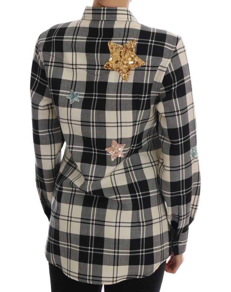 Dolce & Gabbana Enchanted Sequin Checkered Wool Shirt - PER.FASHION