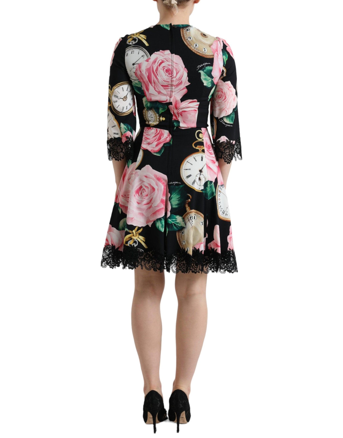 Dolce & Gabbana Enchanting Floral A-Line Dress with Sequined Detail - PER.FASHION
