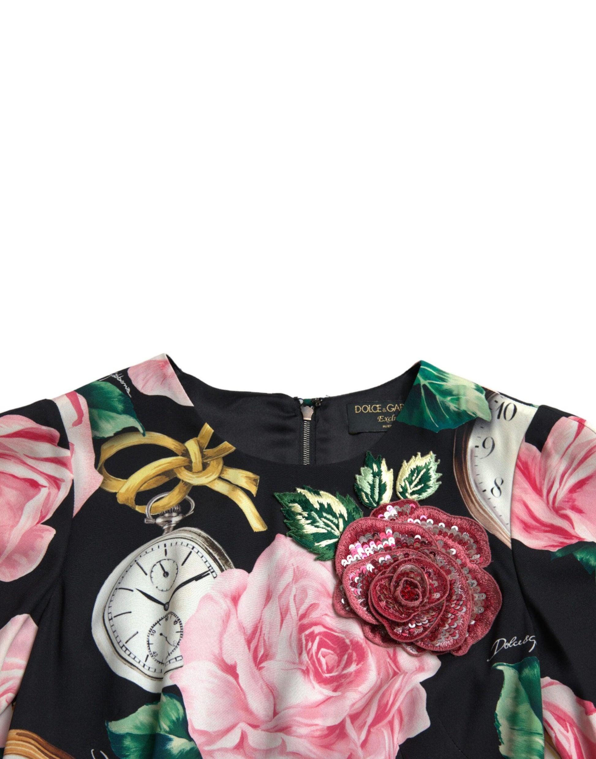 Dolce & Gabbana Enchanting Floral A-Line Dress with Sequined Detail - PER.FASHION