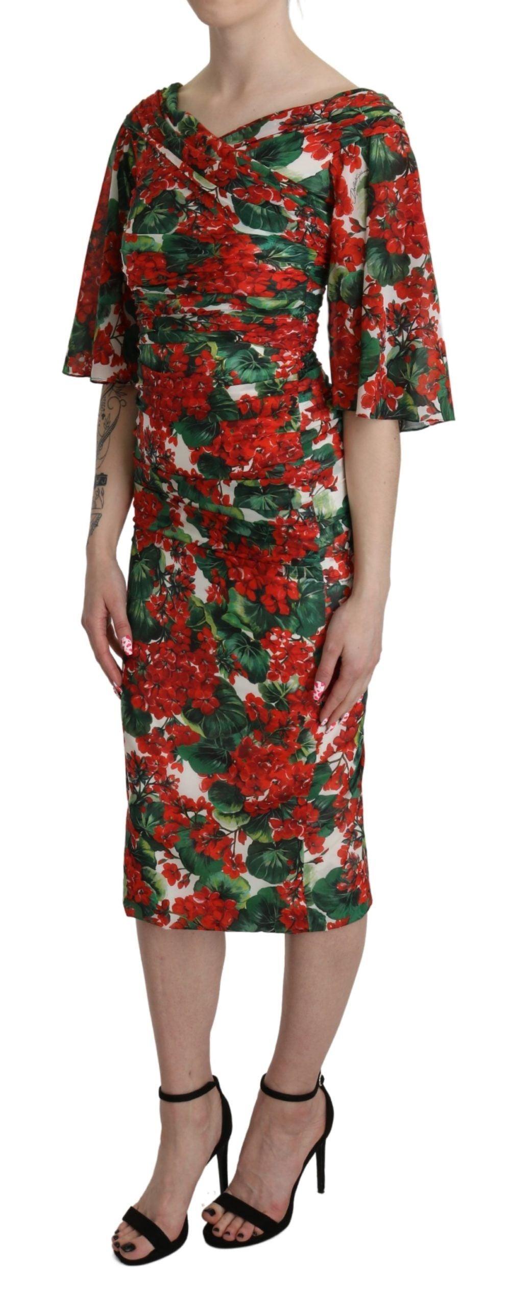 Dolce & Gabbana Enchanting Floral Midi Sheath Dress - PER.FASHION