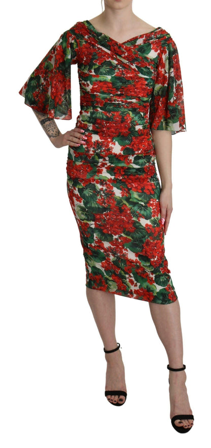 Dolce & Gabbana Enchanting Floral Midi Sheath Dress - PER.FASHION