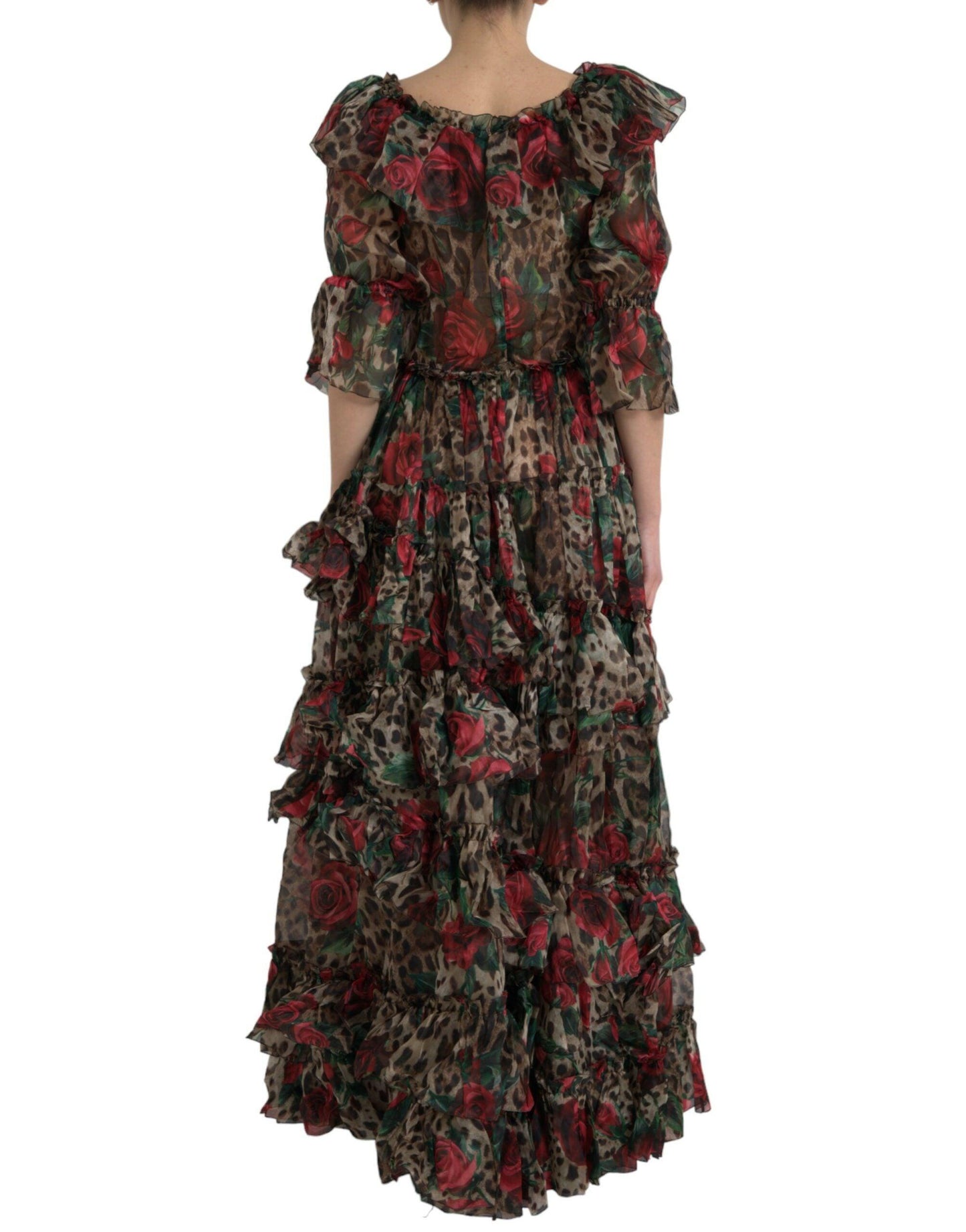 Dolce & Gabbana Ethereal Floral & Leopard Print Maxi Gown - PER.FASHION