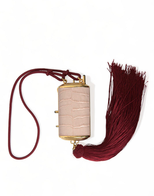 Dolce & Gabbana Exotic Pink Leather Mini Mirror Bag with Tassel - PER.FASHION