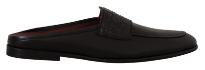 Dolce & Gabbana Exquisite Black & Burgundy Leather Slides - PER.FASHION