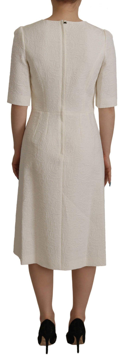 Dolce & Gabbana Exquisite Jacquard Midi Dress in White - PER.FASHION