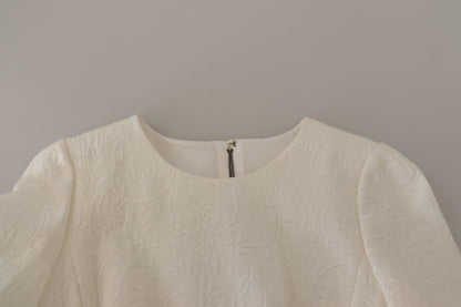 Dolce & Gabbana Exquisite Jacquard Midi Dress in White - PER.FASHION