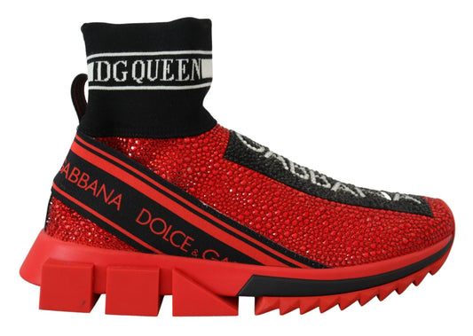 Dolce & Gabbana Exquisite Red Sorrento Slip-On Sneakers - PER.FASHION