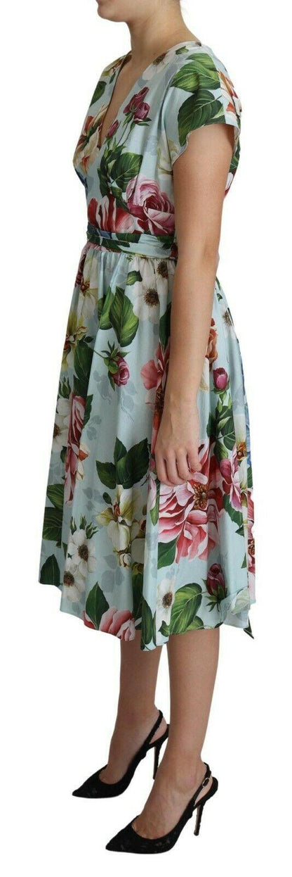 Dolce & Gabbana Floral Elegance V-Neck Cotton Dress - PER.FASHION