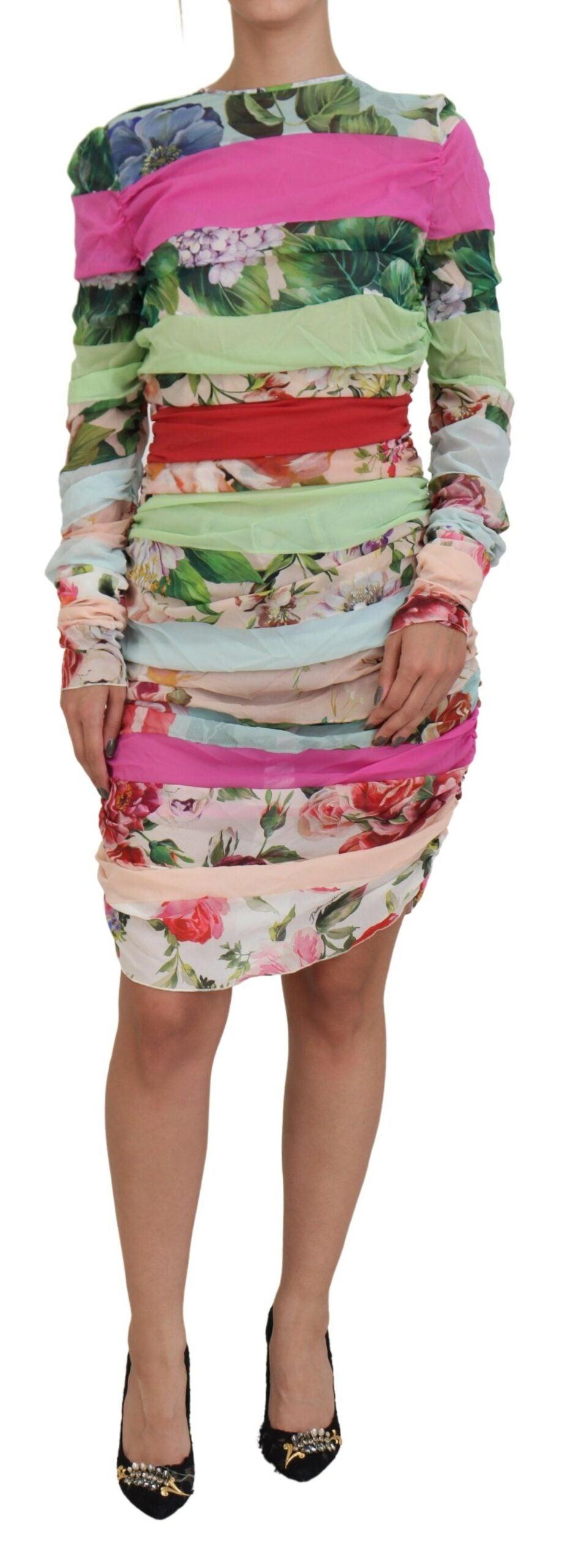 Dolce & Gabbana Floral Sheath Bodycon Silk Dress - PER.FASHION