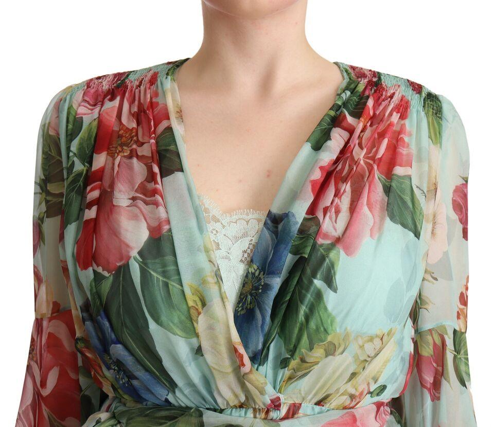 Dolce & Gabbana Floral Silk Midi Wrap Dress - PER.FASHION