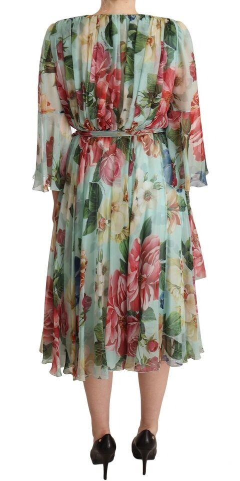 Dolce & Gabbana Floral Silk Midi Wrap Dress - PER.FASHION