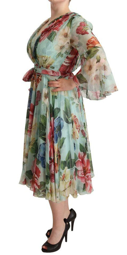 Dolce & Gabbana Floral Silk Midi Wrap Dress - PER.FASHION