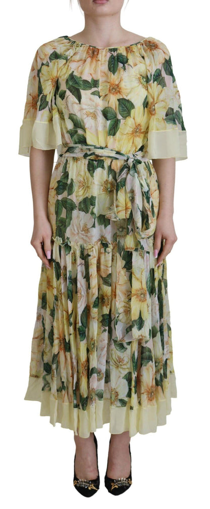 Dolce & Gabbana Floral Silk Pleated Maxi Dress - PER.FASHION