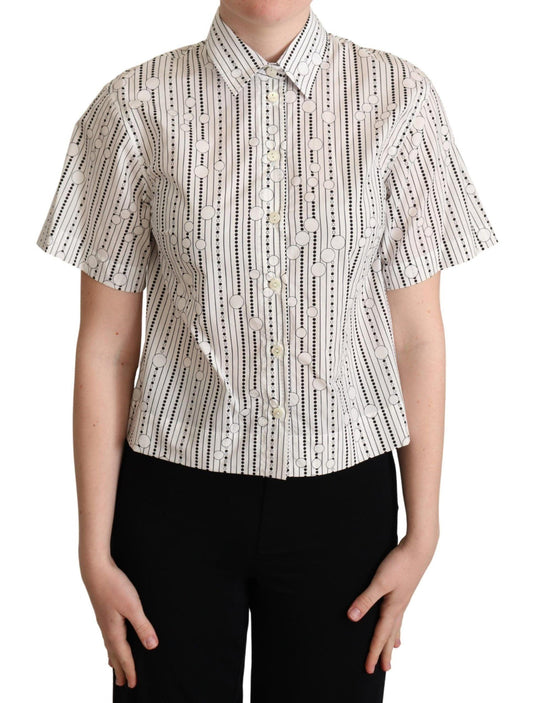 Dolce & Gabbana Geometric Elegance Collared Polo Top - PER.FASHION