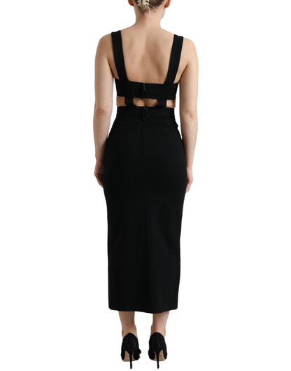 Dolce & Gabbana Glamorous Black Bodycon Midi Dress - PER.FASHION