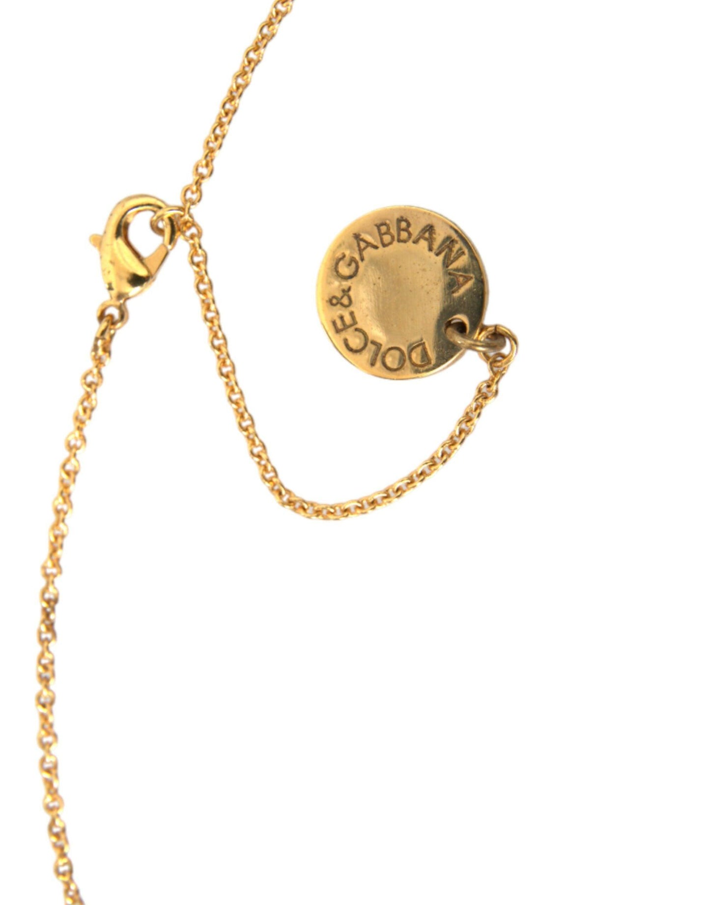 Dolce & Gabbana Gold Brass Chain Dog Heart Pendant Charm Necklace - PER.FASHION