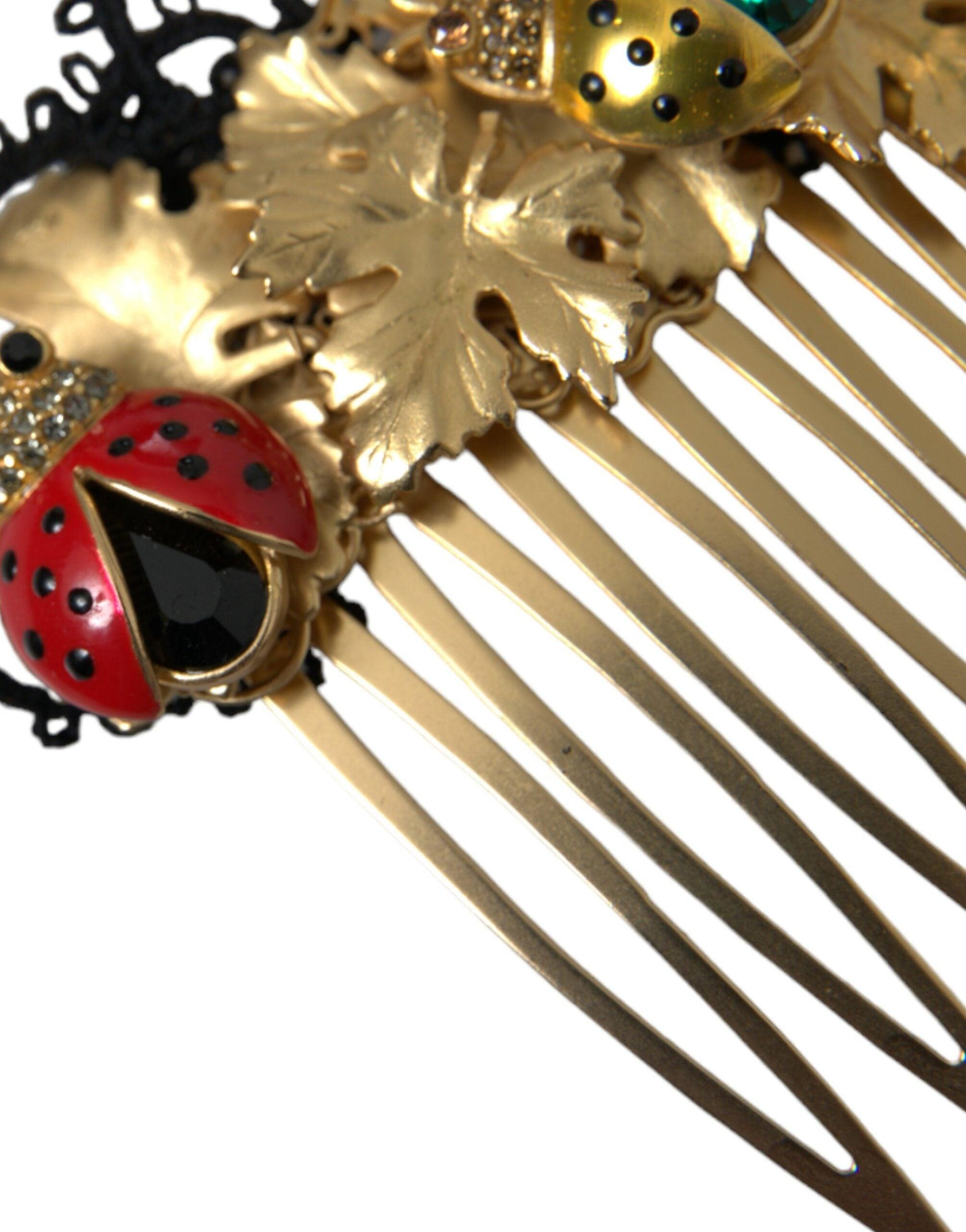 Dolce & Gabbana Gold Brass Crystal Lady Bug Women Hair Comb - PER.FASHION