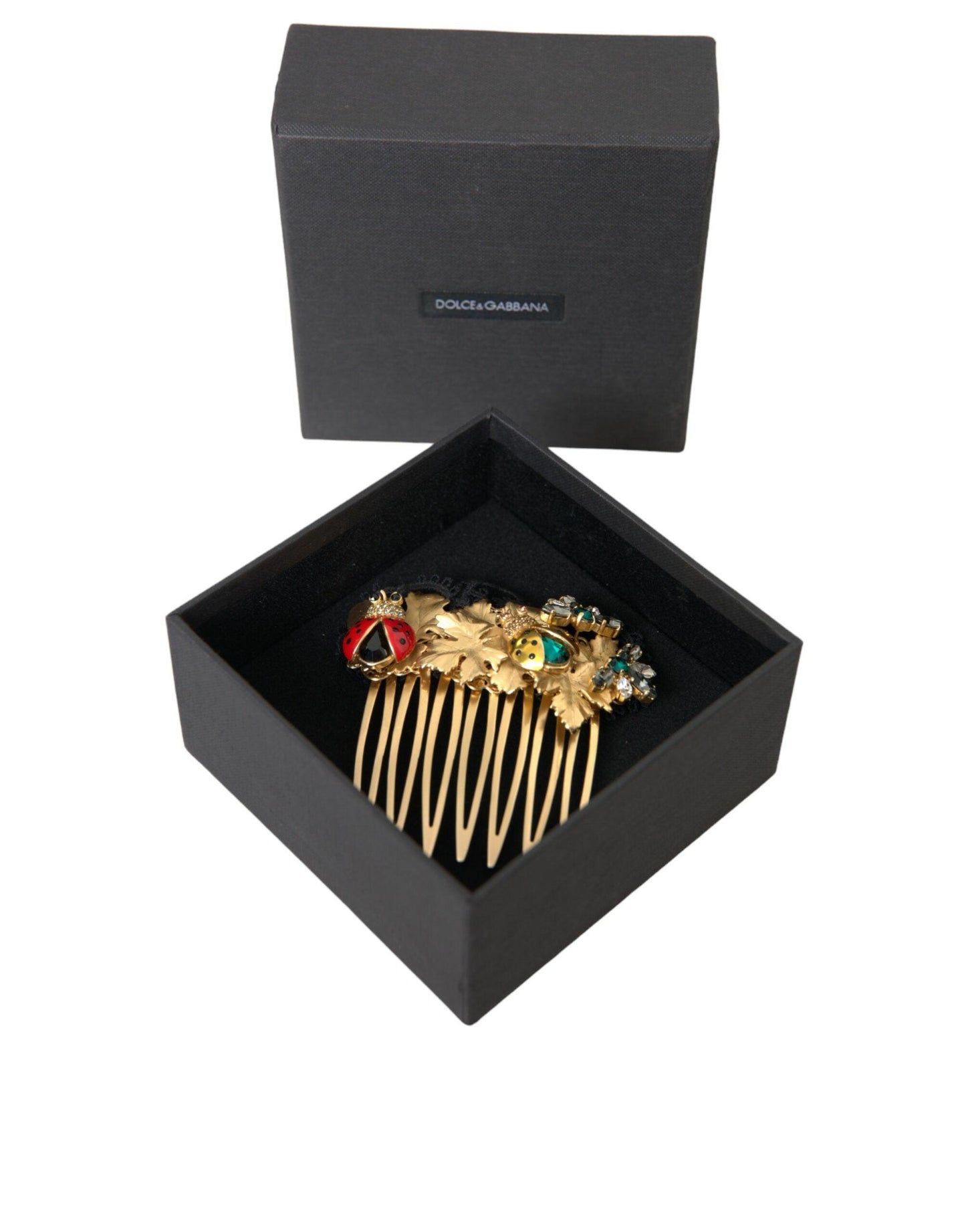 Dolce & Gabbana Gold Brass Crystal Lady Bug Women Hair Comb - PER.FASHION