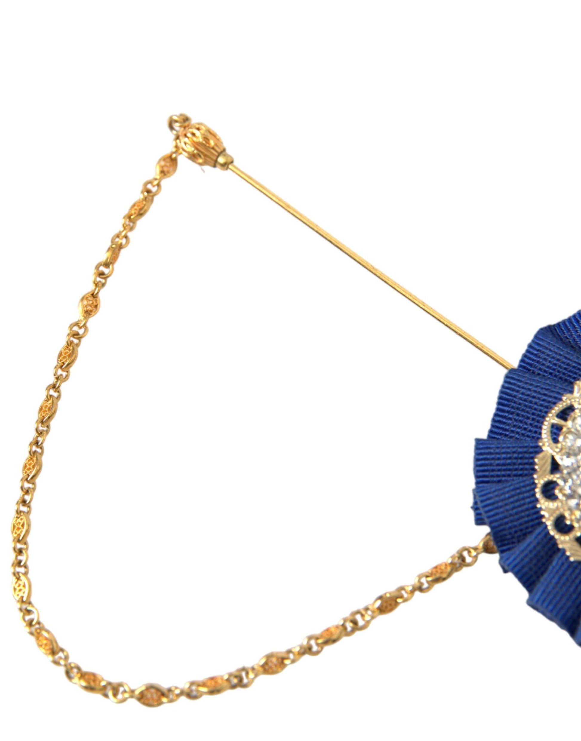 Dolce & Gabbana Gold Brass Crystal Men Brooch Lapel Pin - PER.FASHION