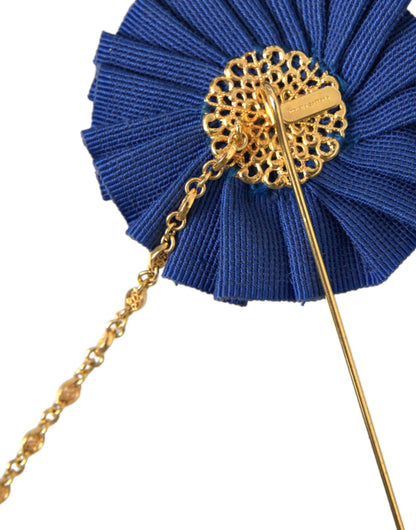 Dolce & Gabbana Gold Brass Crystal Men Brooch Lapel Pin - PER.FASHION
