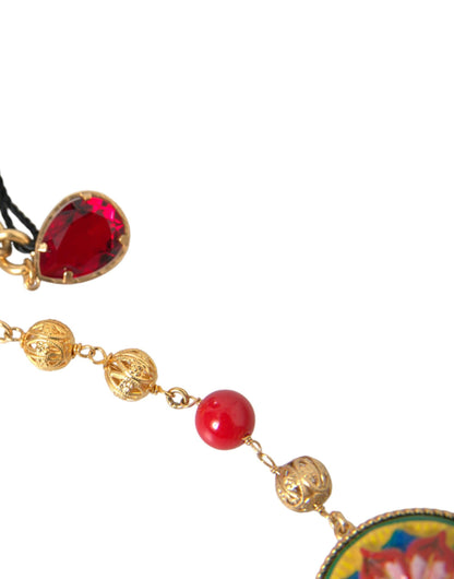 Dolce & Gabbana Gold Brass Red Fur Crystal Waist Torero Waist Belt - PER.FASHION