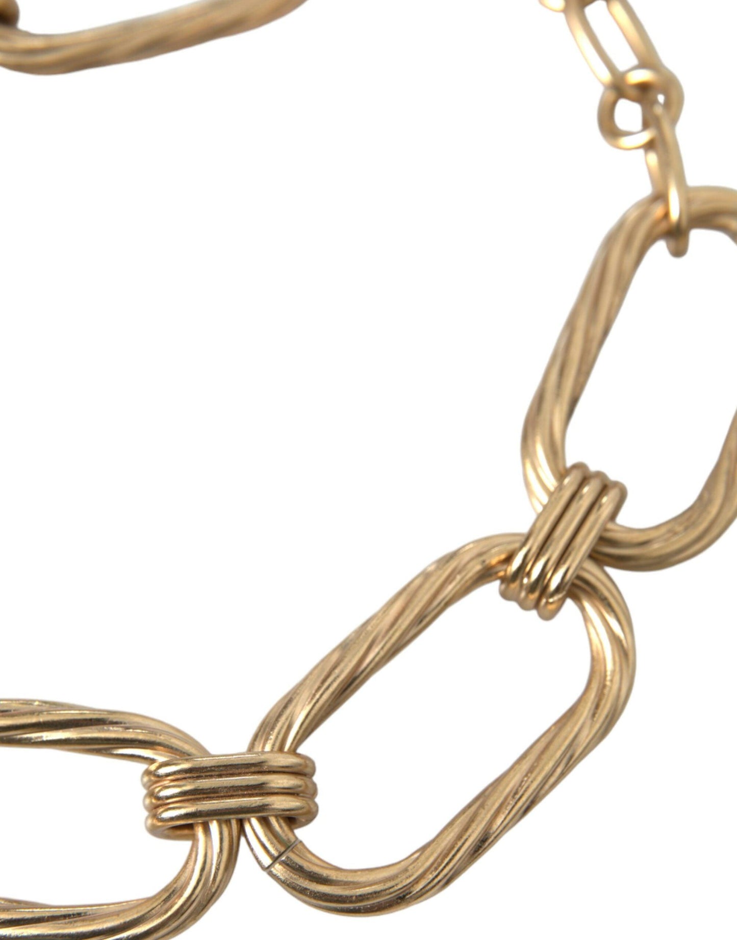 Dolce & Gabbana Gold Tone Brass Large Link Chain Jewelry Necklace - PER.FASHION