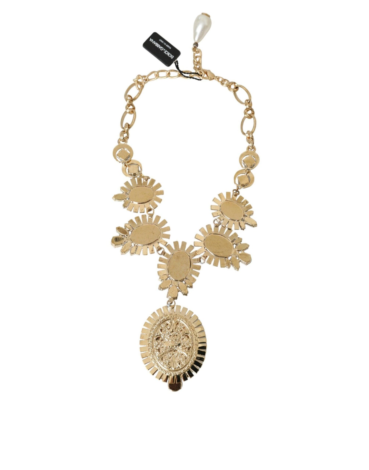 Dolce & Gabbana Gold ToneBrass PIETRE OVALI Crystal Embellished Necklace - PER.FASHION