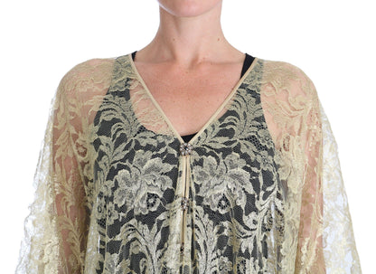 Dolce & Gabbana Golden Floral Lace Kaftan Sundress - PER.FASHION