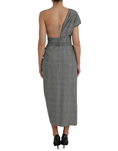 Dolce & Gabbana Gray Beige Layered One Shoulder Maxi Dress - PER.FASHION