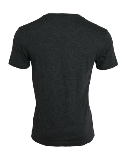 Dolce & Gabbana Gray Logo Print Crewneck Short Sleeve T-shirt - PER.FASHION