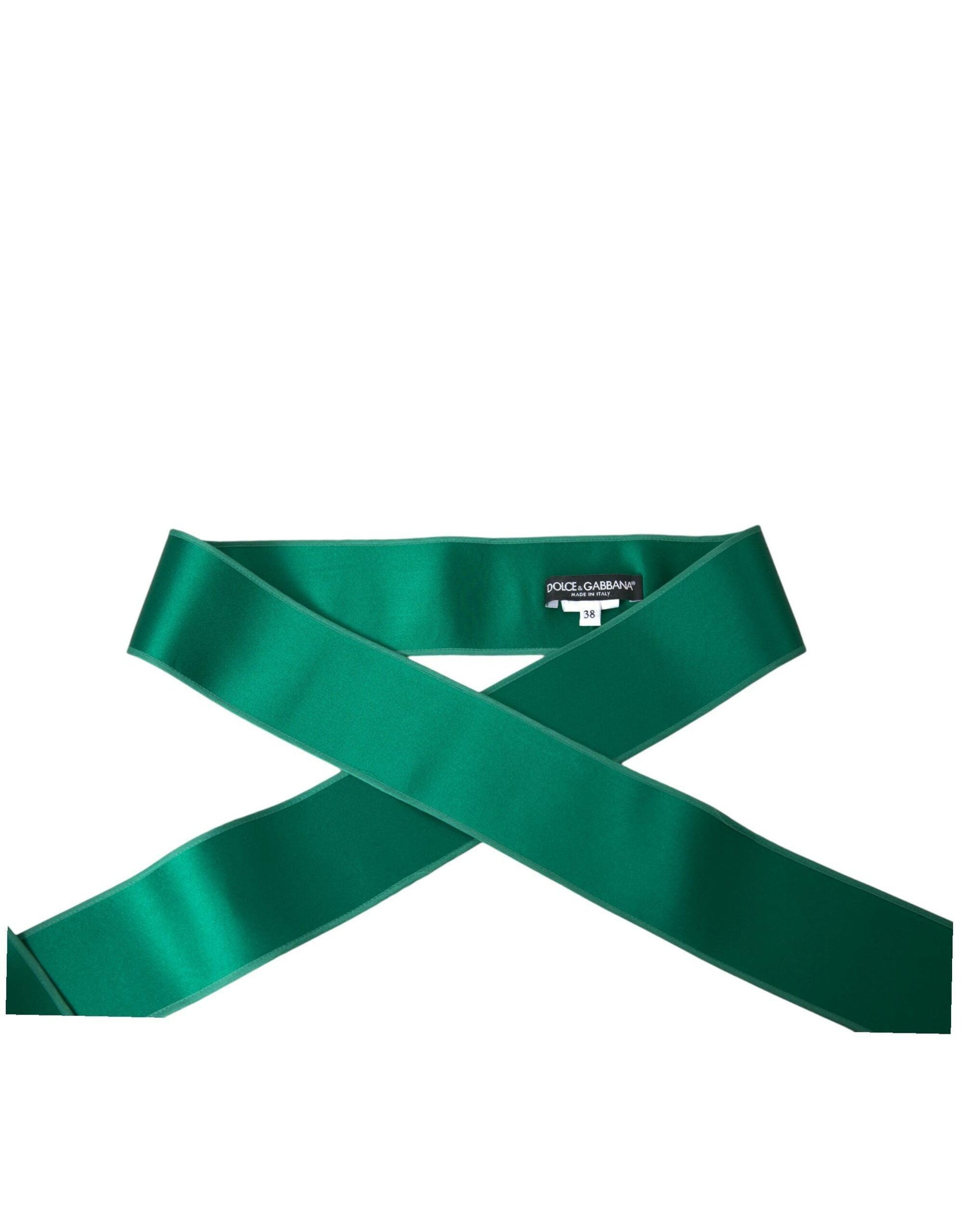 Dolce & Gabbana Green Silk Satin Waist Women Belt - PER.FASHION