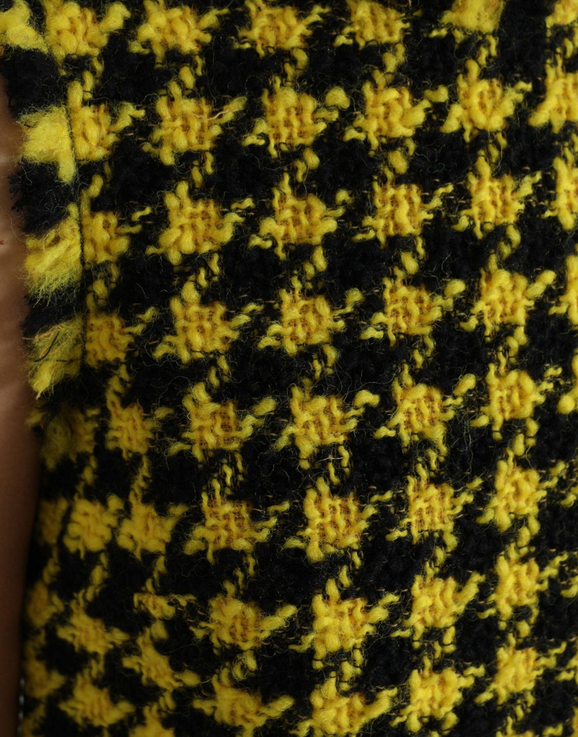 Dolce & Gabbana Houndstooth Knitted Chic Yellow Mini Skirt - PER.FASHION