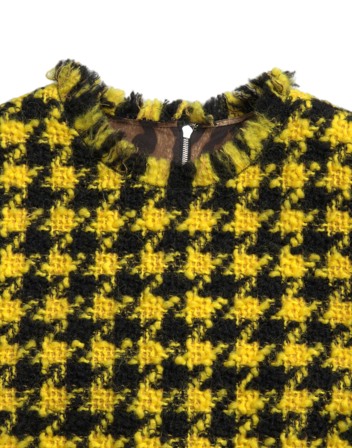 Dolce & Gabbana Houndstooth Knitted Chic Yellow Mini Skirt - PER.FASHION