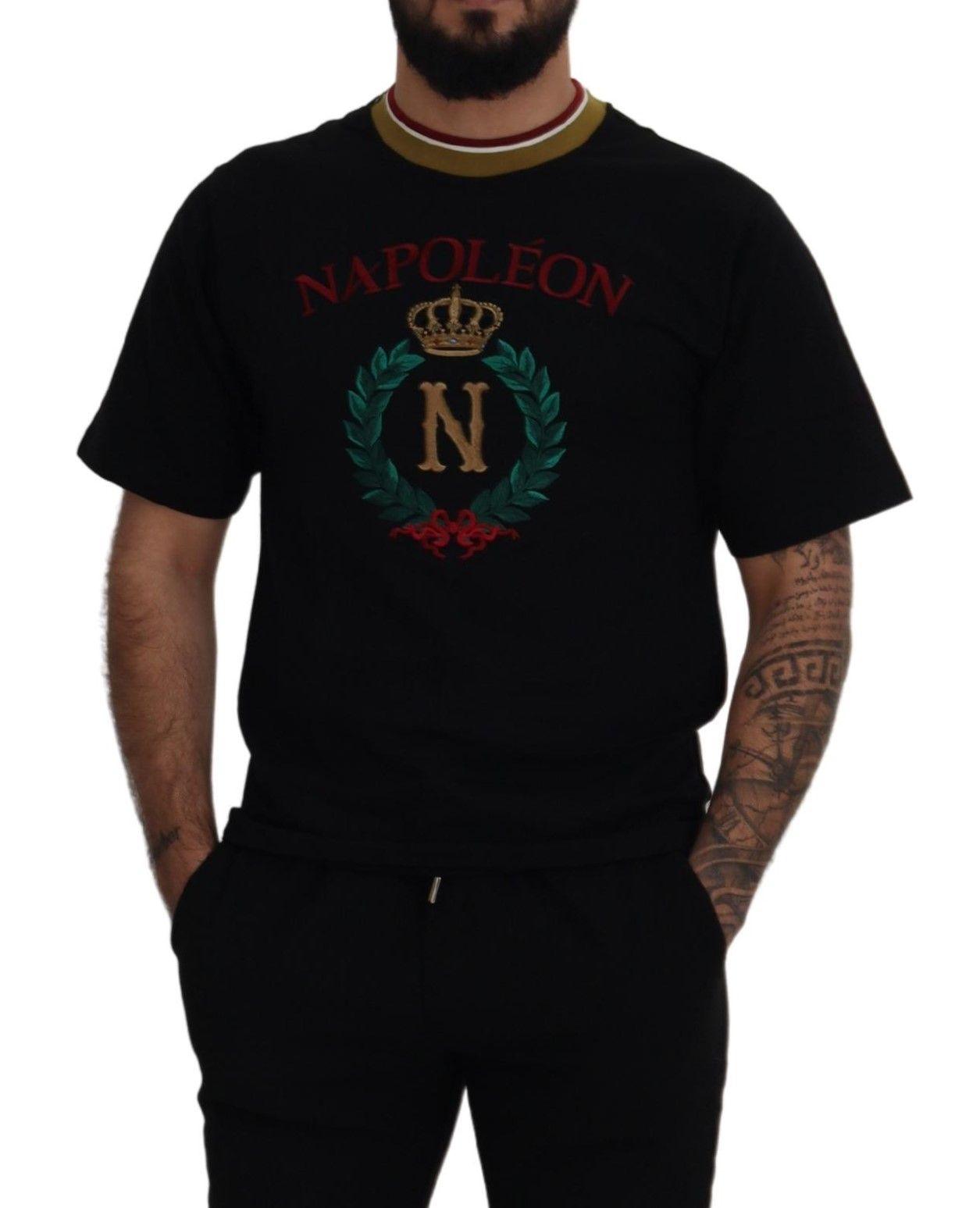 Dolce & Gabbana Iconic Black Cotton Crew Neck Tee - PER.FASHION