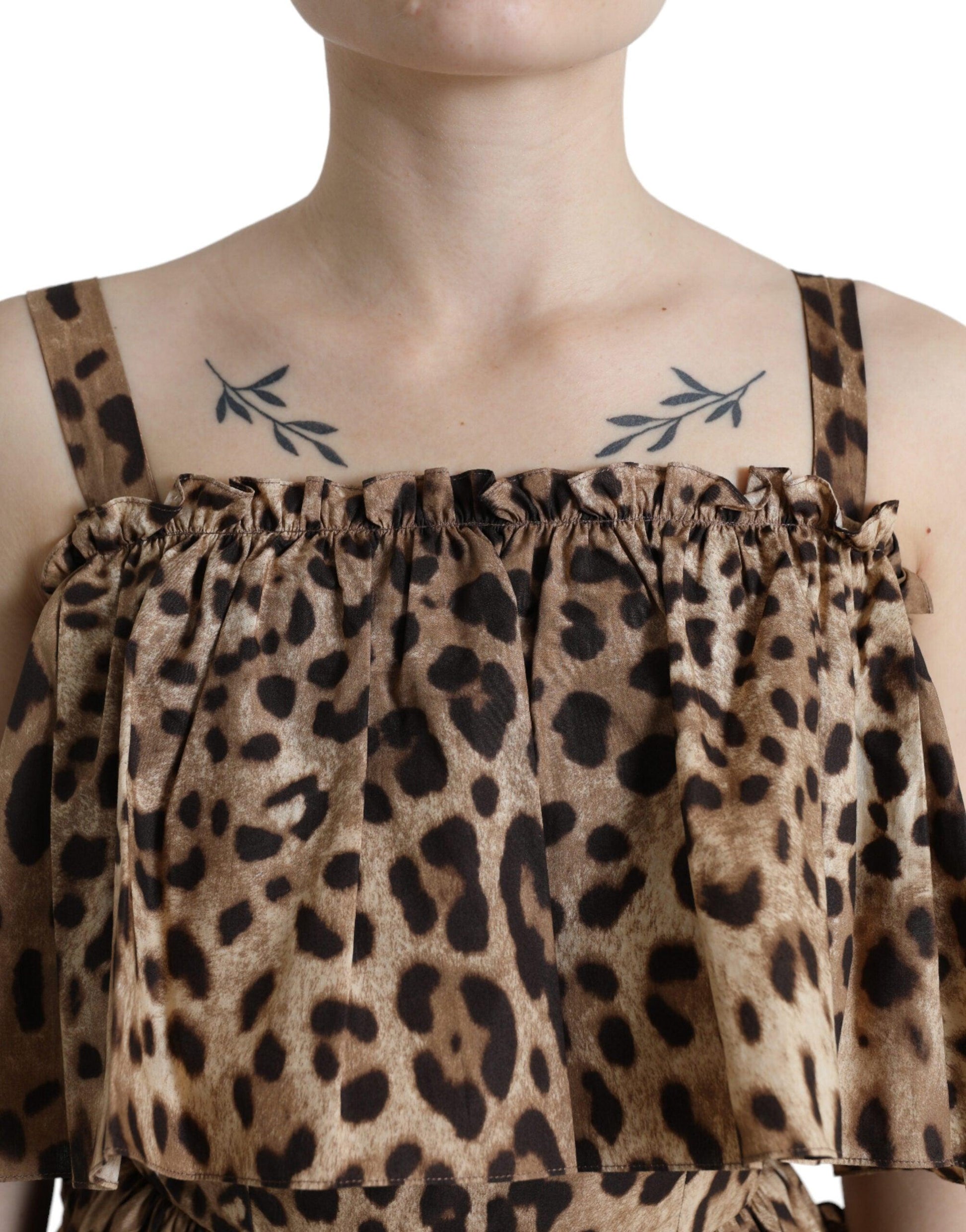 Dolce & Gabbana Leopard Print A-Line Cotton Dress - PER.FASHION