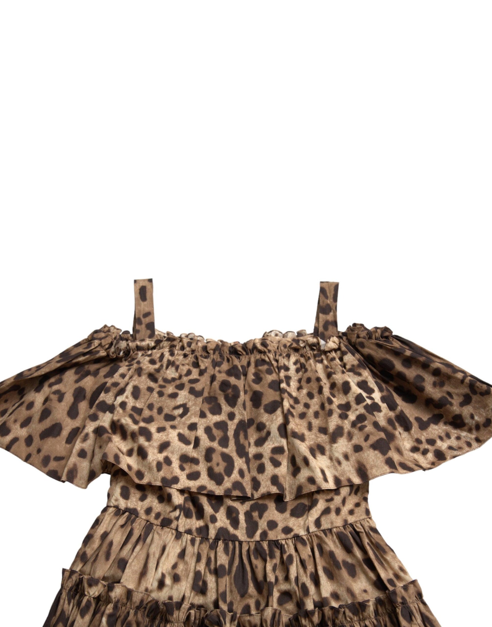 Dolce & Gabbana Leopard Print A-Line Cotton Dress - PER.FASHION