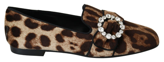 Dolce & Gabbana Leopard Print Crystal Embellished Loafers - PER.FASHION
