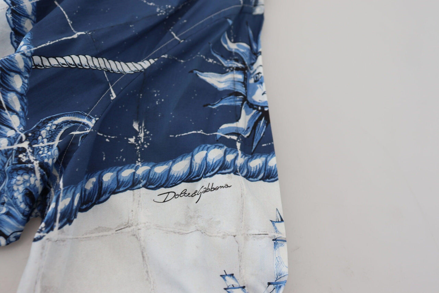 Dolce & Gabbana Majestic Blue Cotton-Silk Thobe Robe - PER.FASHION