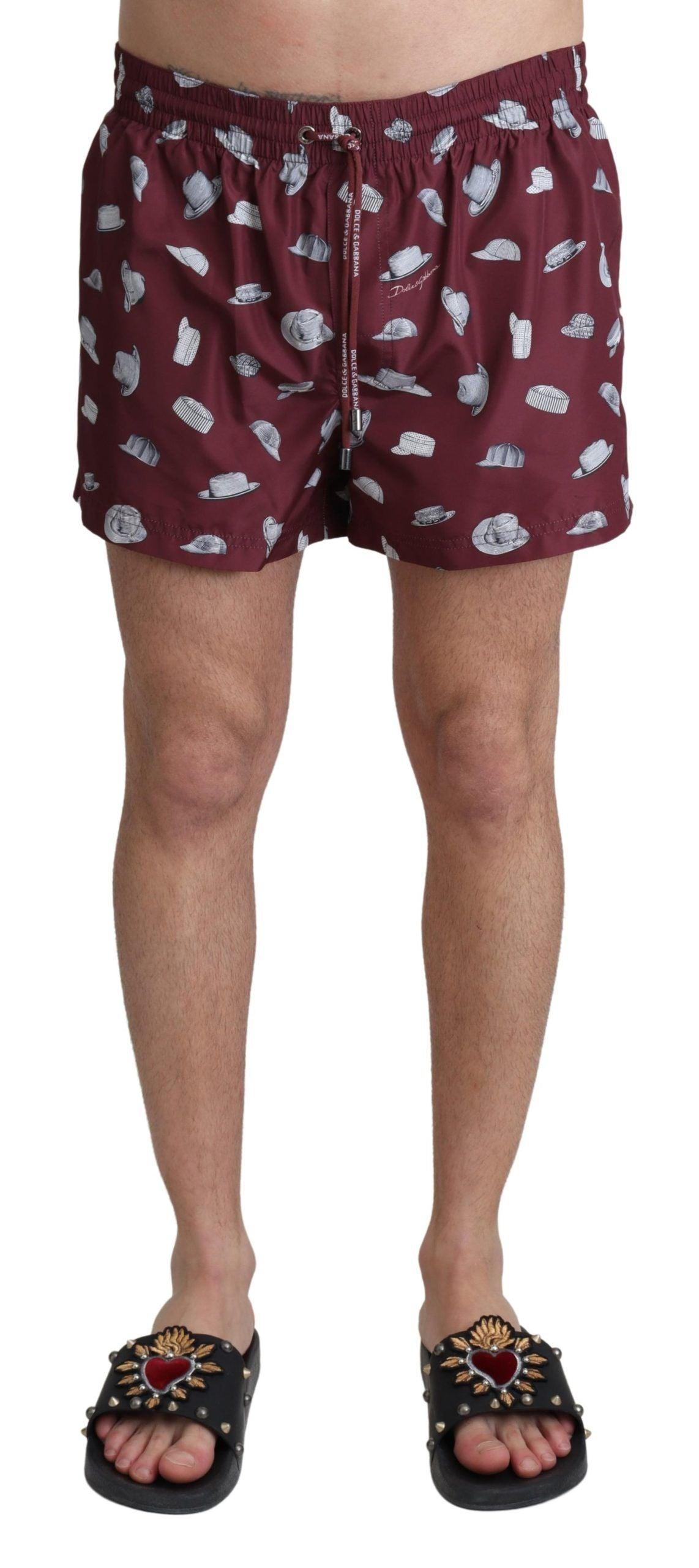 Dolce & Gabbana Maroon Elegance Men's Swimming Trunks - PER.FASHION