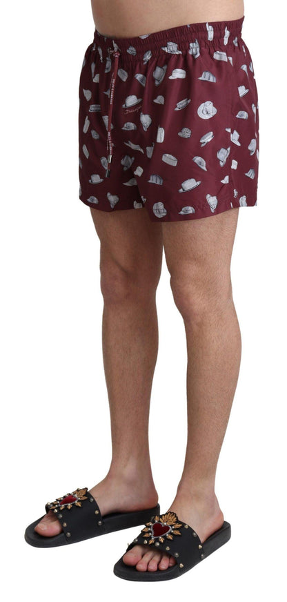 Dolce & Gabbana Maroon Elegance Men's Swimming Trunks - PER.FASHION