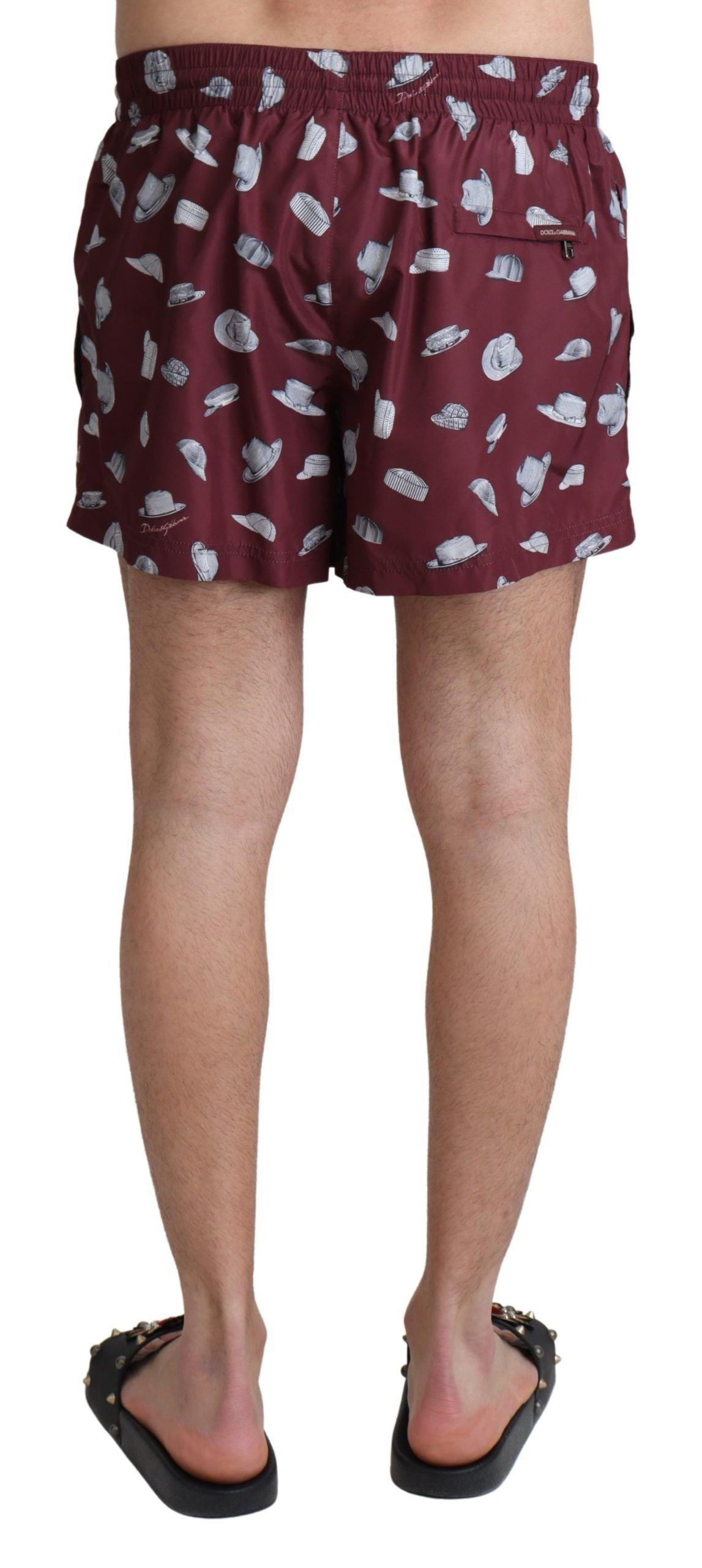 Dolce & Gabbana Maroon Elegance Men's Swimming Trunks - PER.FASHION