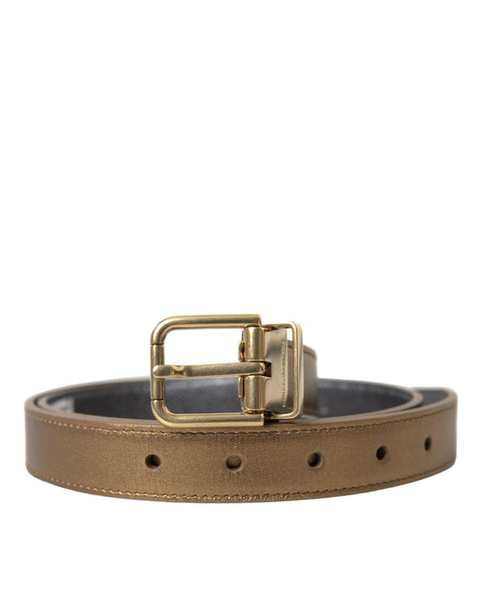 Dolce & Gabbana Metallic Gold Leather Belt - Timeless Elegance - PER.FASHION