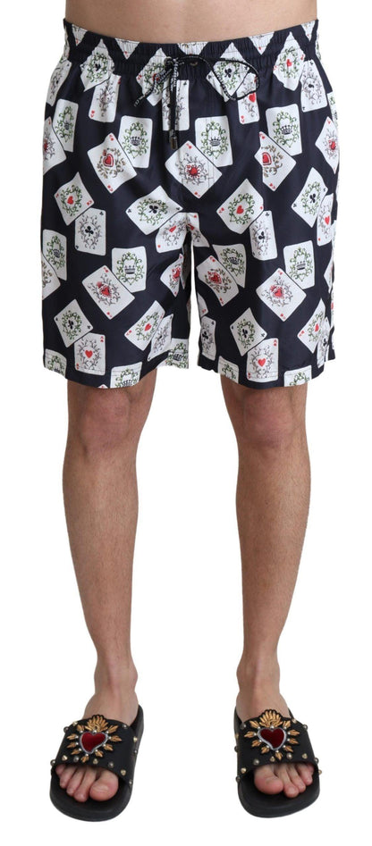 Dolce & Gabbana Multicolor Card Deck Printed Swim Trunks - PER.FASHION