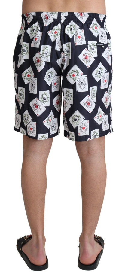 Dolce & Gabbana Multicolor Card Deck Printed Swim Trunks - PER.FASHION