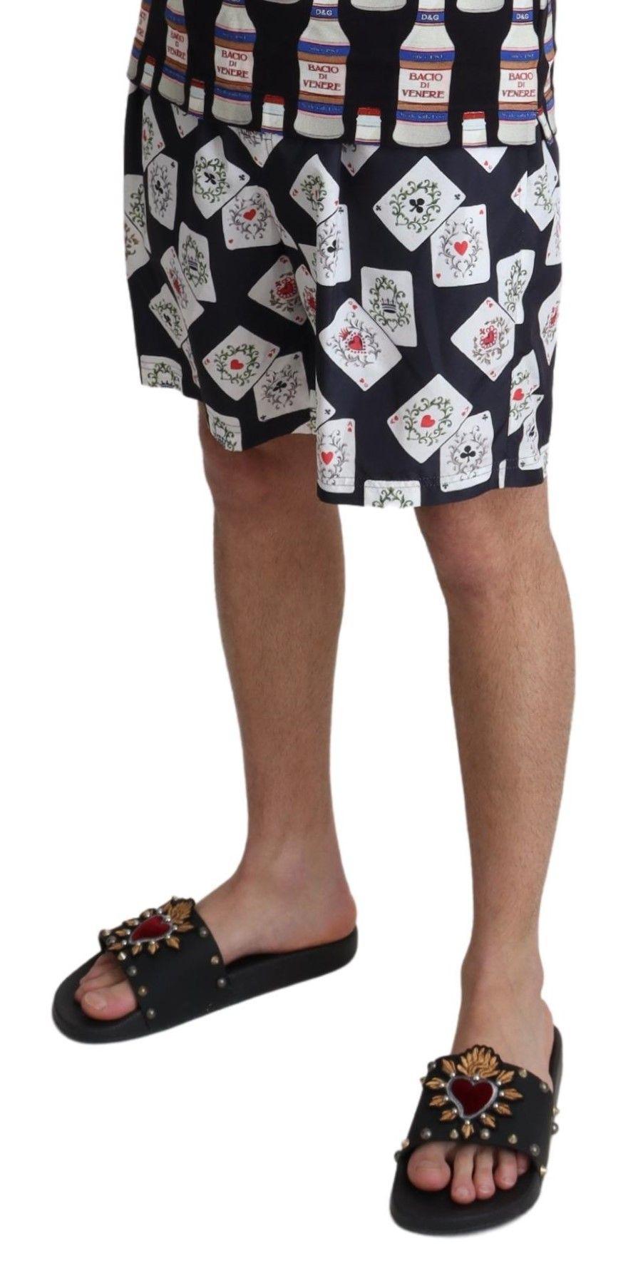 Dolce & Gabbana Multicolor Card Deck Printed Swim Trunks - PER.FASHION