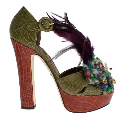 Dolce & Gabbana Multicolor Crystal Platform Sandals - PER.FASHION