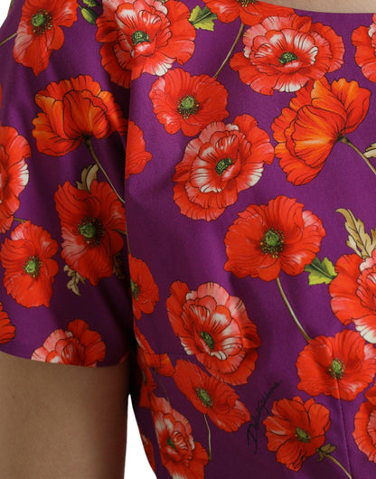 Dolce & Gabbana Multicolor Floral Cotton A-line Knee Length Dress - PER.FASHION